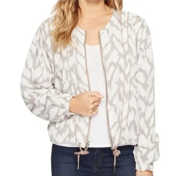 Blank NYC Reversible Bomber Jacket Taupe White Lyocell Zip Pockets M - Picture 2 of 9